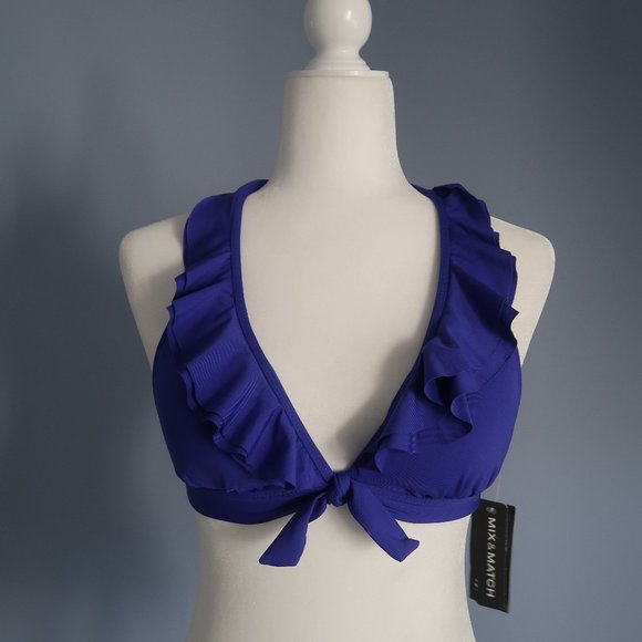 a.n.a Other - NWT A.N.A SWIMWEAR PALACE BLUE RUFFLE HALTER TOP